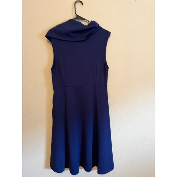 Anthropologie ModCloth A Line Dress L Large Blue Collared Stretch Career NEW - Picture 9 of 14
